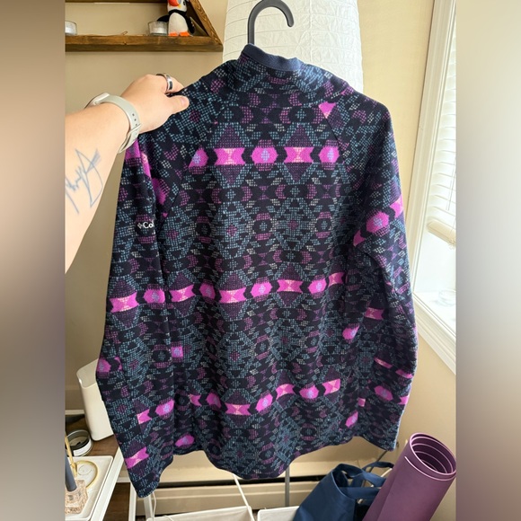 Columbia Glacial™ IV Print Half Zip Pullover in Plum Blanket Sz L - Picture 4 of 9